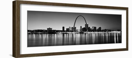 City Lit Up at Night, Gateway Arch, Mississippi River, St. Louis, Missouri, USA-null-Framed Photographic Print