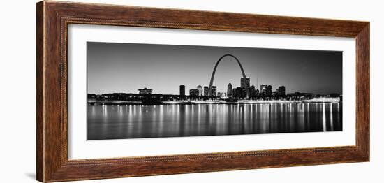 City Lit Up at Night, Gateway Arch, Mississippi River, St. Louis, Missouri, USA-null-Framed Photographic Print