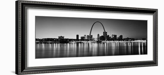 City Lit Up at Night, Gateway Arch, Mississippi River, St. Louis, Missouri, USA--Framed Photographic Print