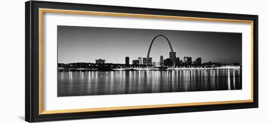 City Lit Up at Night, Gateway Arch, Mississippi River, St. Louis, Missouri, USA-null-Framed Photographic Print