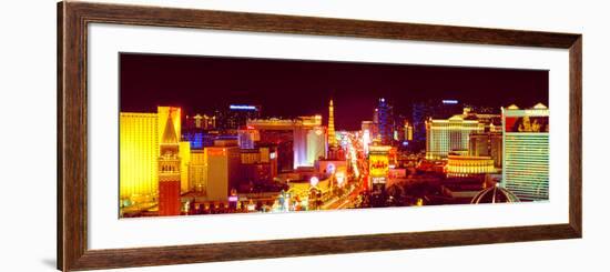 City Lit Up at Night, Las Vegas, Clark County, Nevada, USA-null-Framed Photographic Print