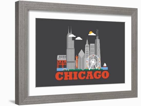 City Living Chicago Asphalt-null-Framed Art Print