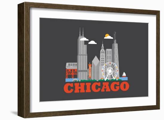 City Living Chicago Asphalt-null-Framed Art Print