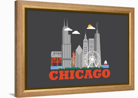 City Living Chicago Asphalt-null-Framed Stretched Canvas