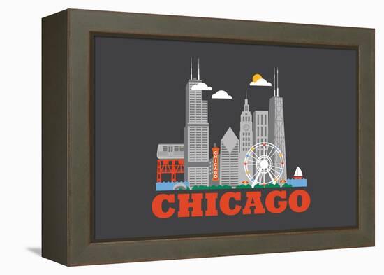 City Living Chicago Asphalt-null-Framed Stretched Canvas