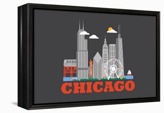 City Living Chicago Asphalt-null-Framed Stretched Canvas