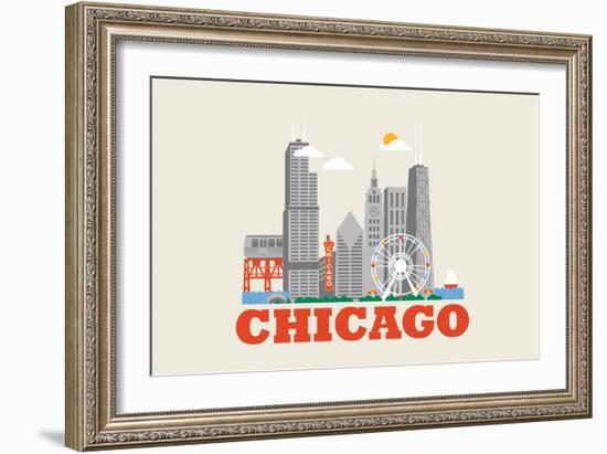 City Living Chicago Natural-null-Framed Art Print