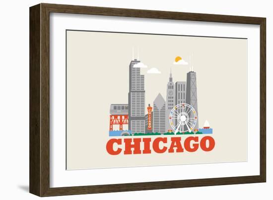 City Living Chicago Natural-null-Framed Art Print