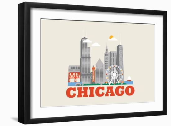 City Living Chicago Natural-null-Framed Art Print