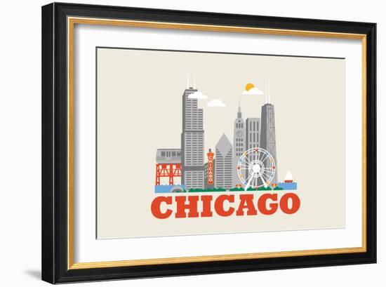 City Living Chicago Natural-null-Framed Art Print