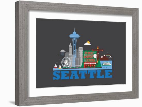 City Living Seattle Asphalt-null-Framed Art Print