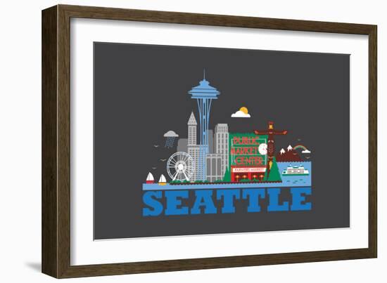 City Living Seattle Asphalt-null-Framed Art Print