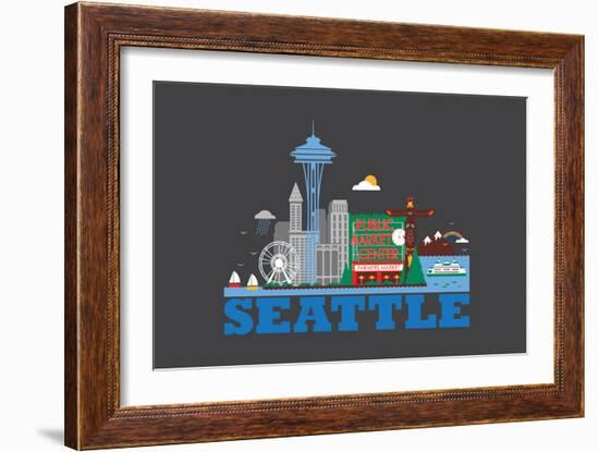 City Living Seattle Asphalt-null-Framed Art Print