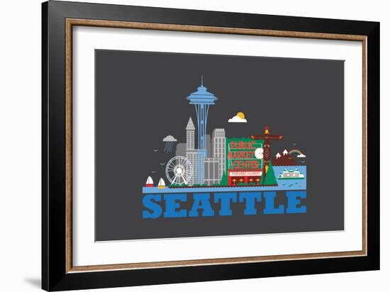 City Living Seattle Asphalt-null-Framed Art Print