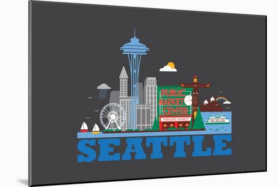 City Living Seattle Asphalt-null-Mounted Art Print