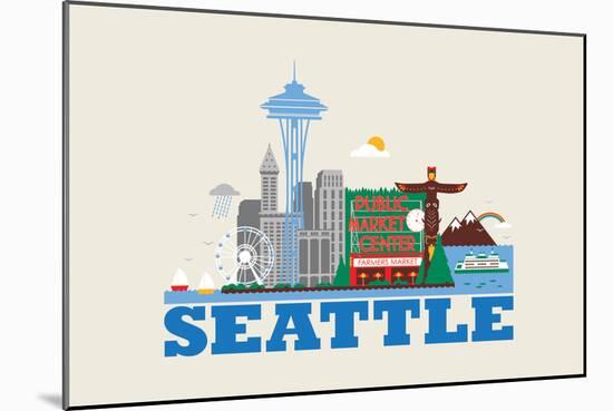 City Living Seattle Natural-null-Mounted Art Print