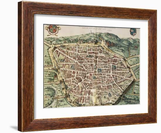 City Map of Bologna, Italy, 16th Century-null-Framed Giclee Print