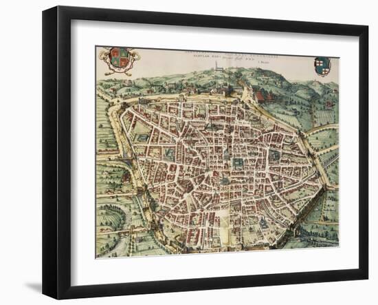 City Map of Bologna, Italy, 16th Century-null-Framed Giclee Print