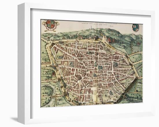 City Map of Bologna, Italy, 16th Century-null-Framed Giclee Print