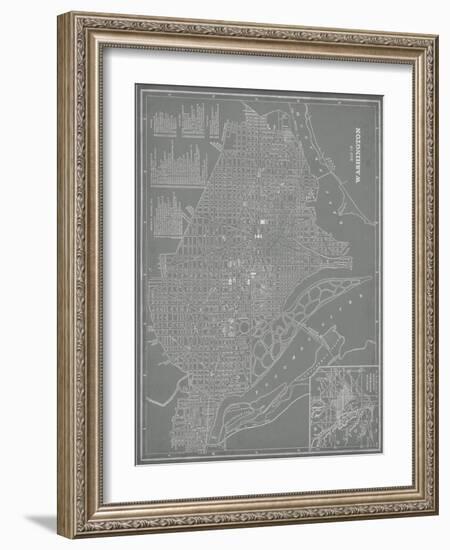 City Map of Washington, D.C.-Vision Studio-Framed Art Print