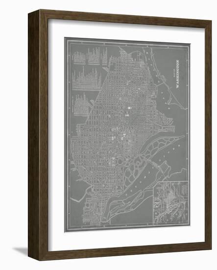 City Map of Washington, D.C.-Vision Studio-Framed Art Print