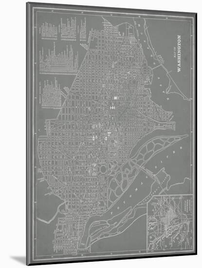 City Map of Washington, D.C.-Vision Studio-Mounted Art Print