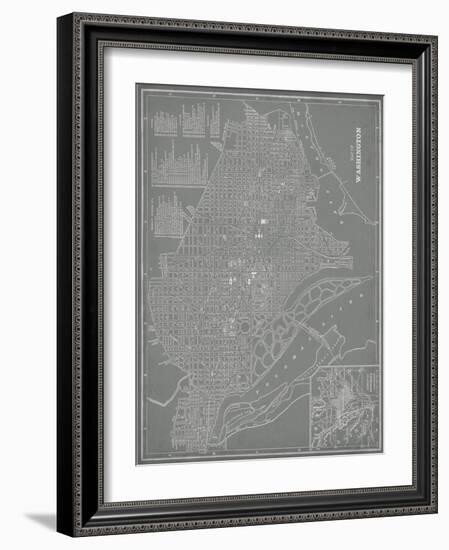 City Map of Washington, D.C.-Vision Studio-Framed Art Print