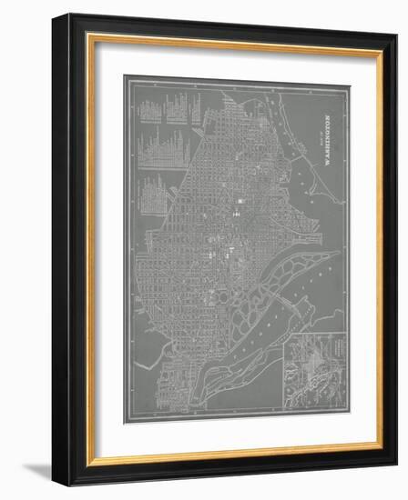 City Map of Washington, D.C.-Vision Studio-Framed Art Print