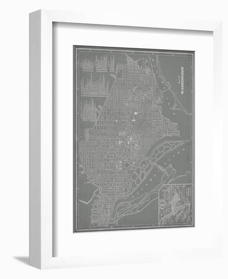 City Map of Washington, D.C.-Vision Studio-Framed Premium Giclee Print