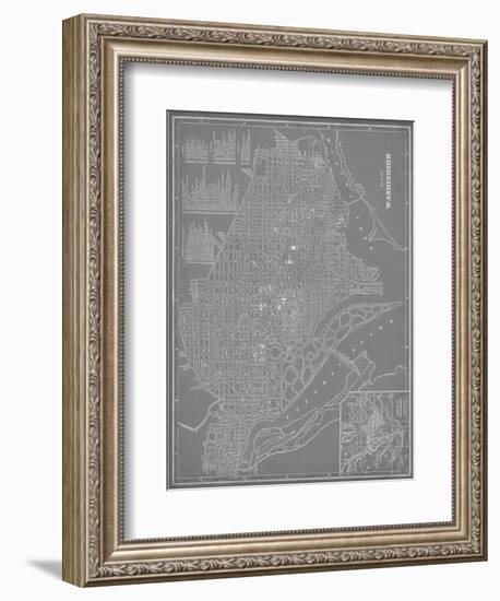 City Map of Washington, D.C.-Vision Studio-Framed Art Print