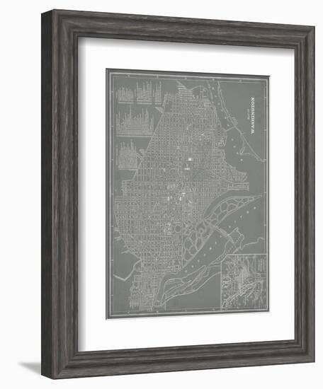 City Map of Washington, D.C.-Vision Studio-Framed Art Print