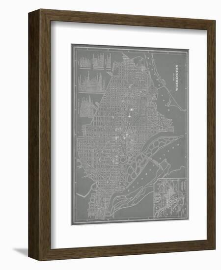City Map of Washington, D.C.-Vision Studio-Framed Art Print
