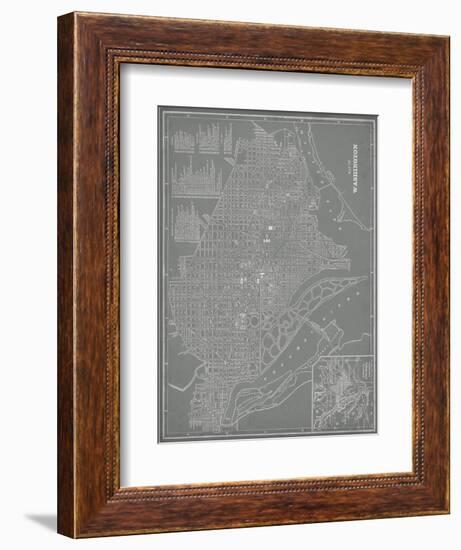 City Map of Washington, D.C.-Vision Studio-Framed Art Print