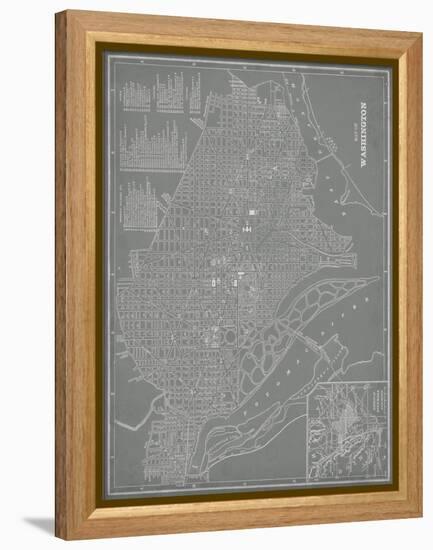 City Map of Washington, D.C.-Vision Studio-Framed Stretched Canvas