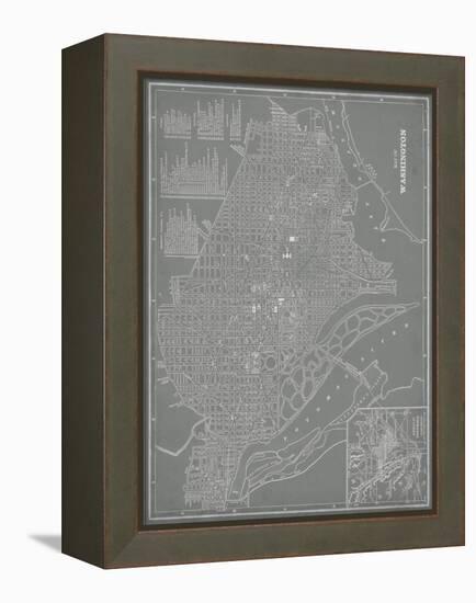 City Map of Washington, D.C.-Vision Studio-Framed Stretched Canvas