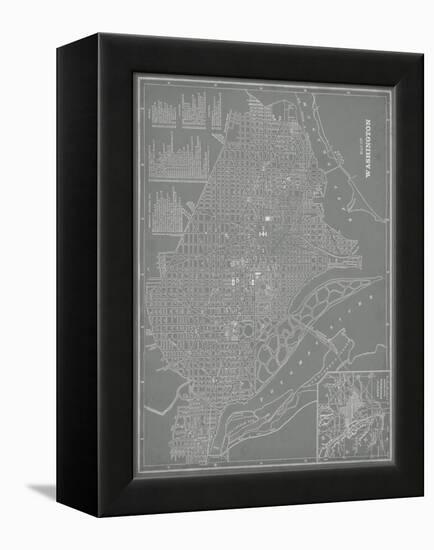 City Map of Washington, D.C.-Vision Studio-Framed Stretched Canvas