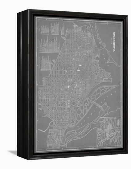 City Map of Washington, D.C.-Vision Studio-Framed Stretched Canvas