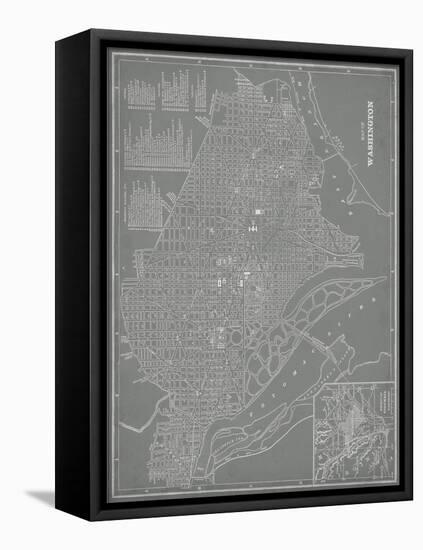 City Map of Washington, D.C.-Vision Studio-Framed Stretched Canvas