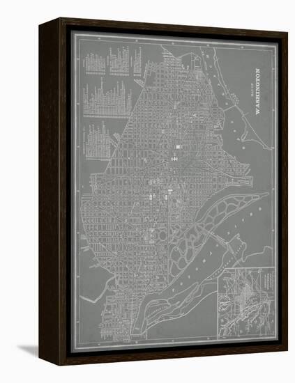 City Map of Washington, D.C.-Vision Studio-Framed Stretched Canvas