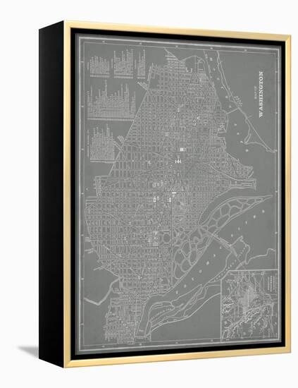 City Map of Washington, D.C.-Vision Studio-Framed Stretched Canvas