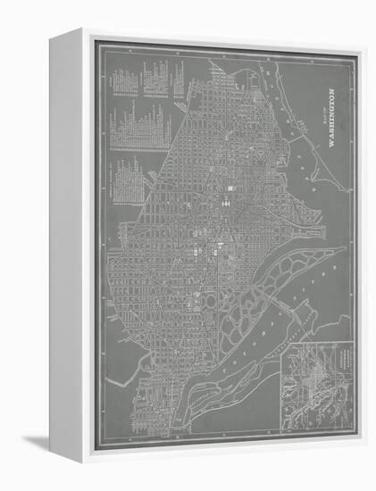 City Map of Washington, D.C.-Vision Studio-Framed Stretched Canvas