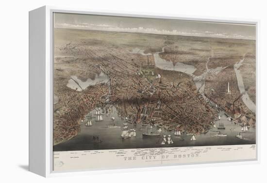 City of Boston-Currier & Ives-Framed Stretched Canvas