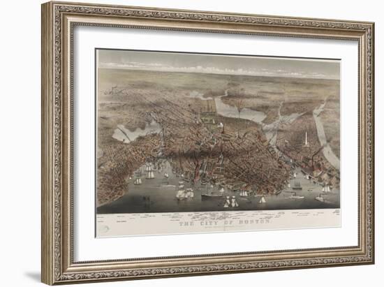 City of Boston-Currier & Ives-Framed Art Print