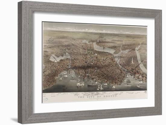 City of Boston-Currier & Ives-Framed Art Print