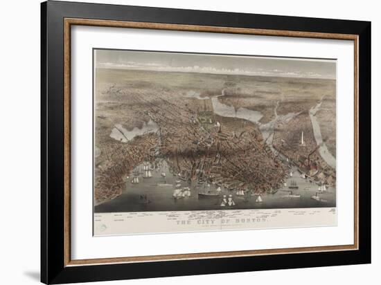 City of Boston-Currier & Ives-Framed Art Print