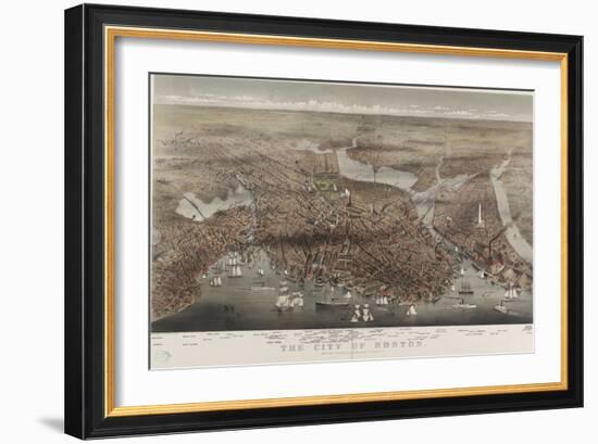 City of Boston-Currier & Ives-Framed Art Print