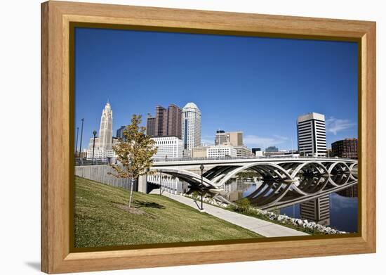 City of Columbus, Ohio with the New Rich Street Bridge in the Foreground.-pdb1-Framed Premier Image Canvas