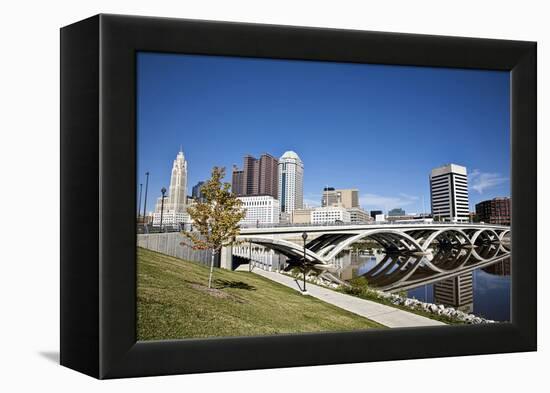 City of Columbus, Ohio with the New Rich Street Bridge in the Foreground.-pdb1-Framed Premier Image Canvas