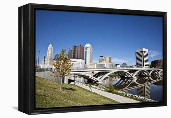 City of Columbus, Ohio with the New Rich Street Bridge in the Foreground.-pdb1-Framed Premier Image Canvas