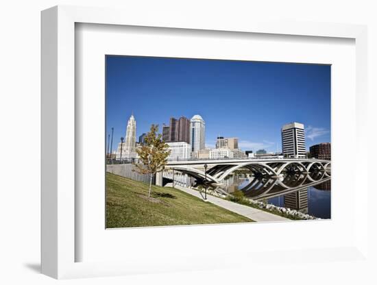 City of Columbus, Ohio with the New Rich Street Bridge in the Foreground.-pdb1-Framed Photographic Print